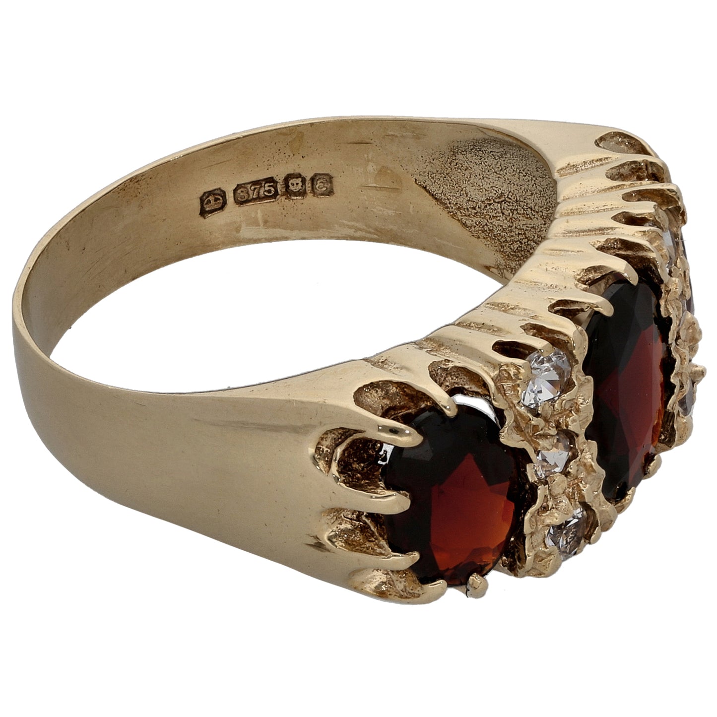 9ct Gold Garnet & Imitation Dress/Cocktail Ring Size Q