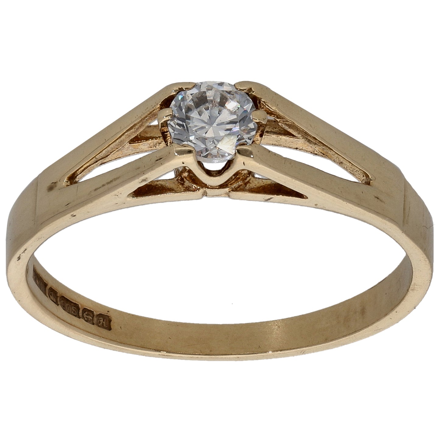 9ct Gold Cubic Zirconia Single Stone Ring Size Q