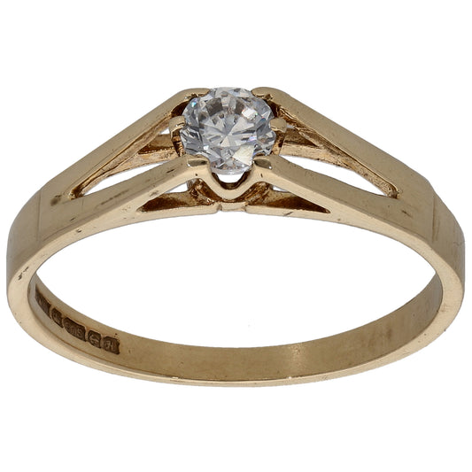 9ct Gold Cubic Zirconia Single Stone Ring Size Q
