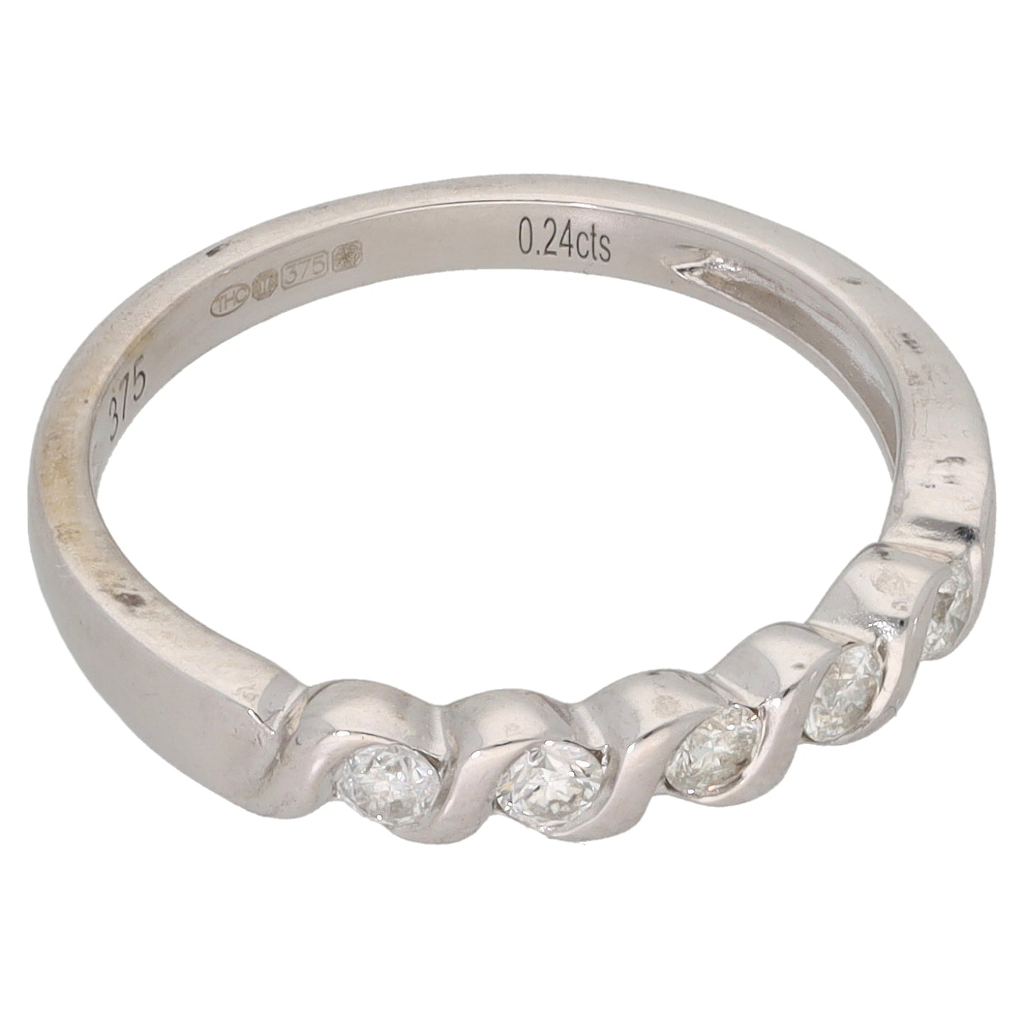 9ct White Gold 0.24ct Diamond Half Eternity Ring Size M
