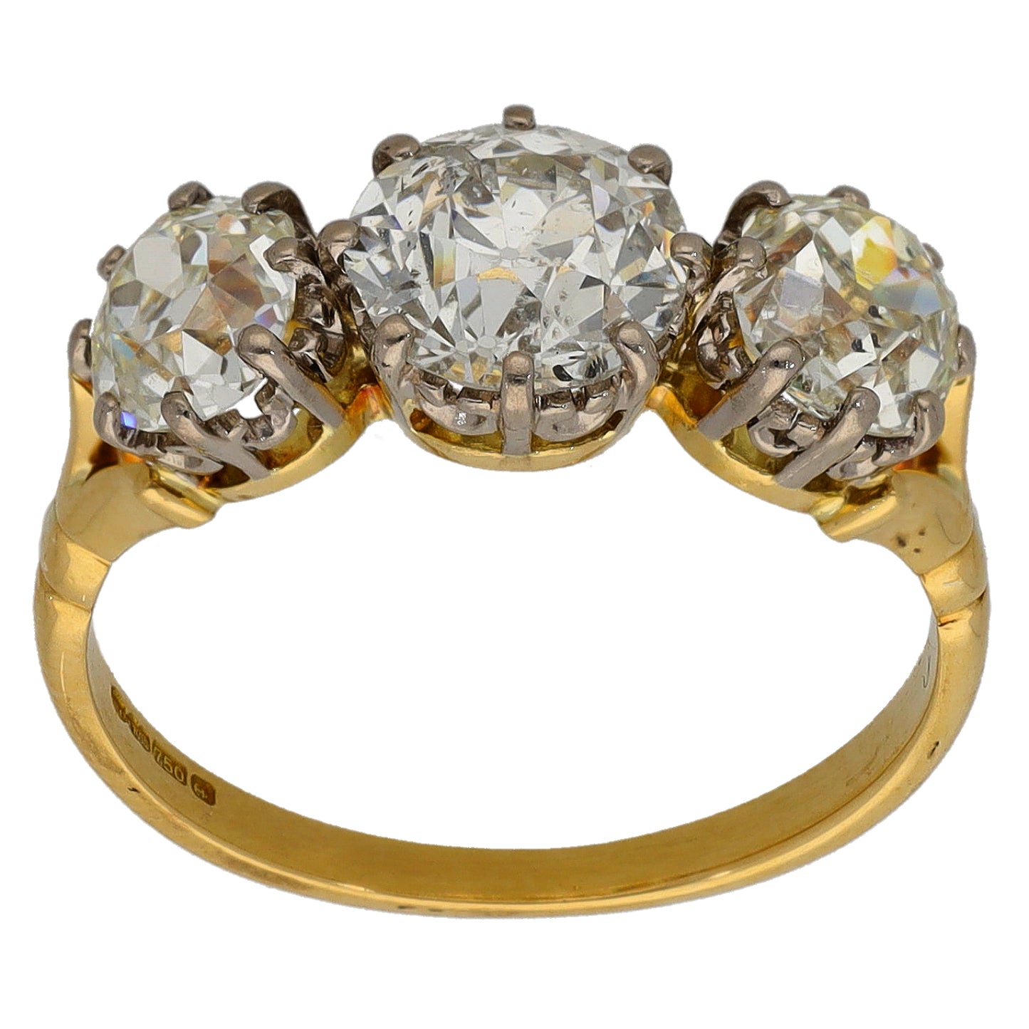 18ct Gold 0.62ct Diamond Trilogy Ring Size N