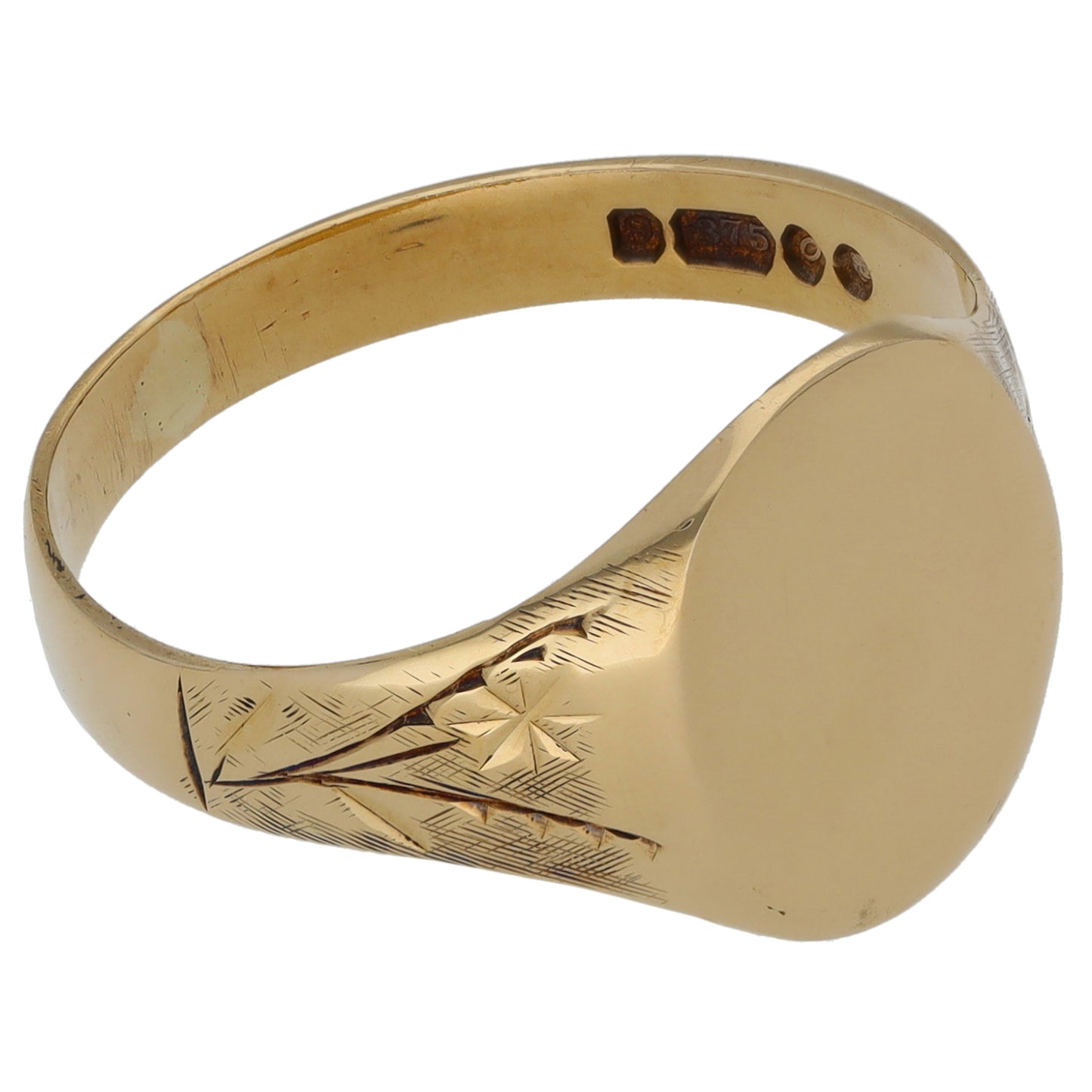 9ct Gold Plain Signet Ring Size U