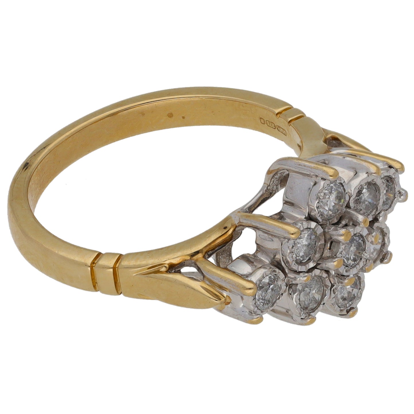 9ct Gold 0.36ct Diamond Cluster Ring Size K