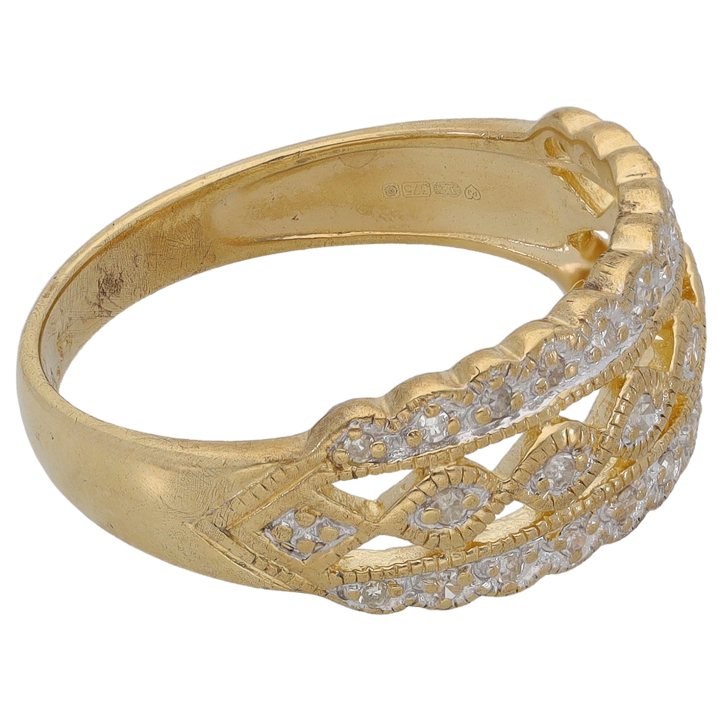 9ct Gold 0.14ct Diamond Dress/Cocktail Ring Size N
