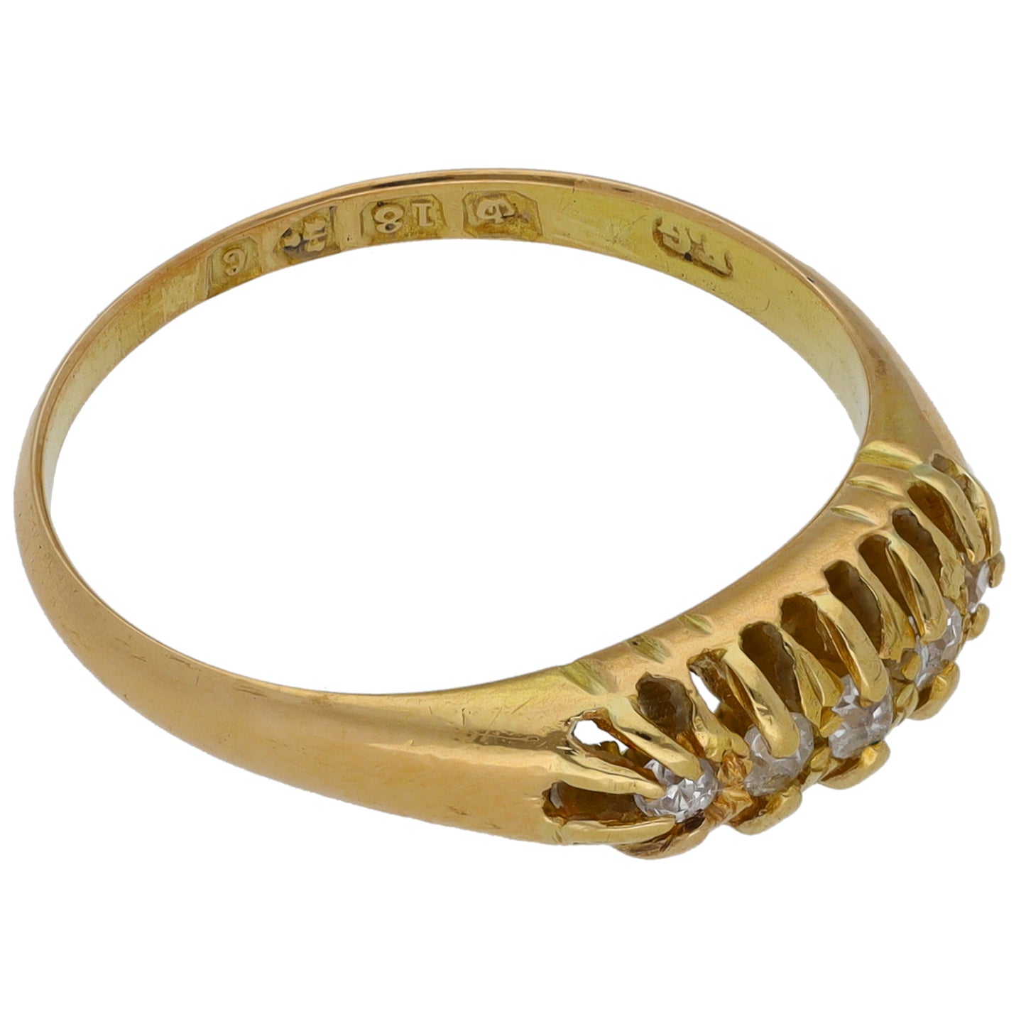 18ct Gold 0.13ct Diamond Half Eternity Ring Size N