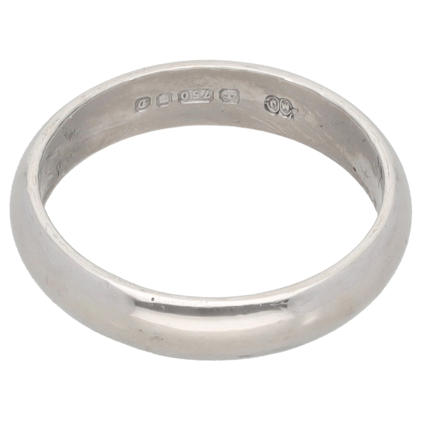18ct White Gold Plain Wedding Ring Size K