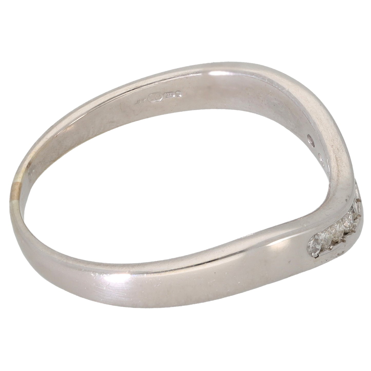 9ct White Gold 0.09ct Diamond Wishbone Ring Size L