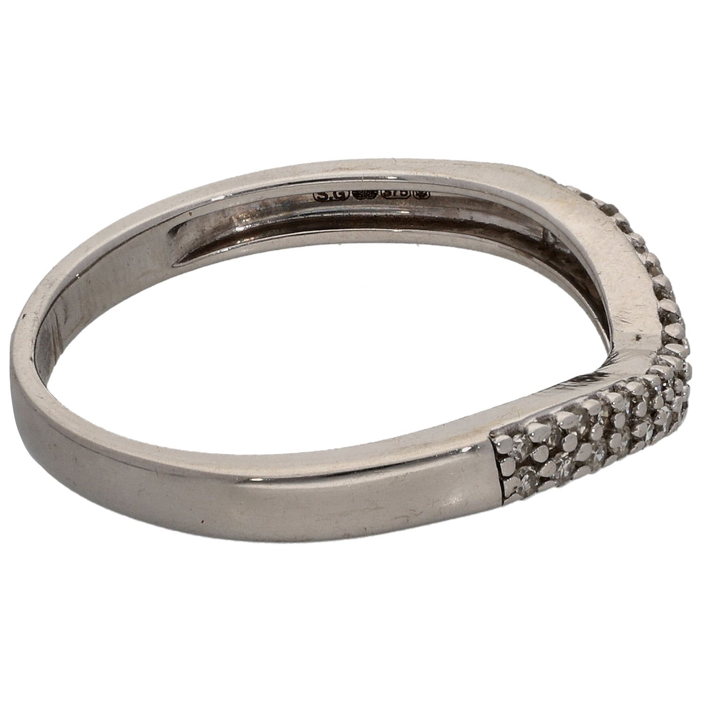 9ct White Gold 0.15ct Diamond Wishbone Ring Size L