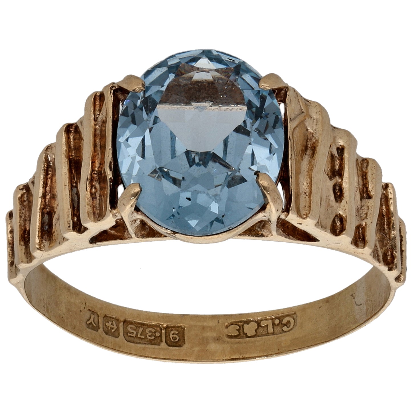 9ct Gold Imitation Single Stone Ring Size P