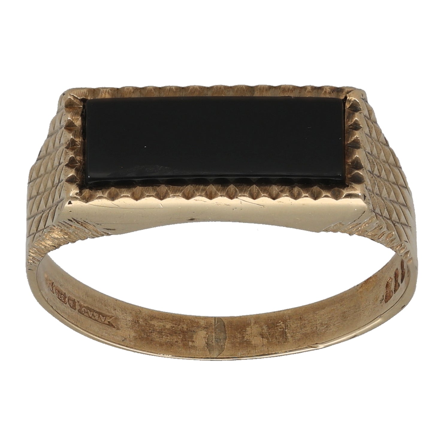 9ct Gold Onyx Single Stone Signet Ring Size O