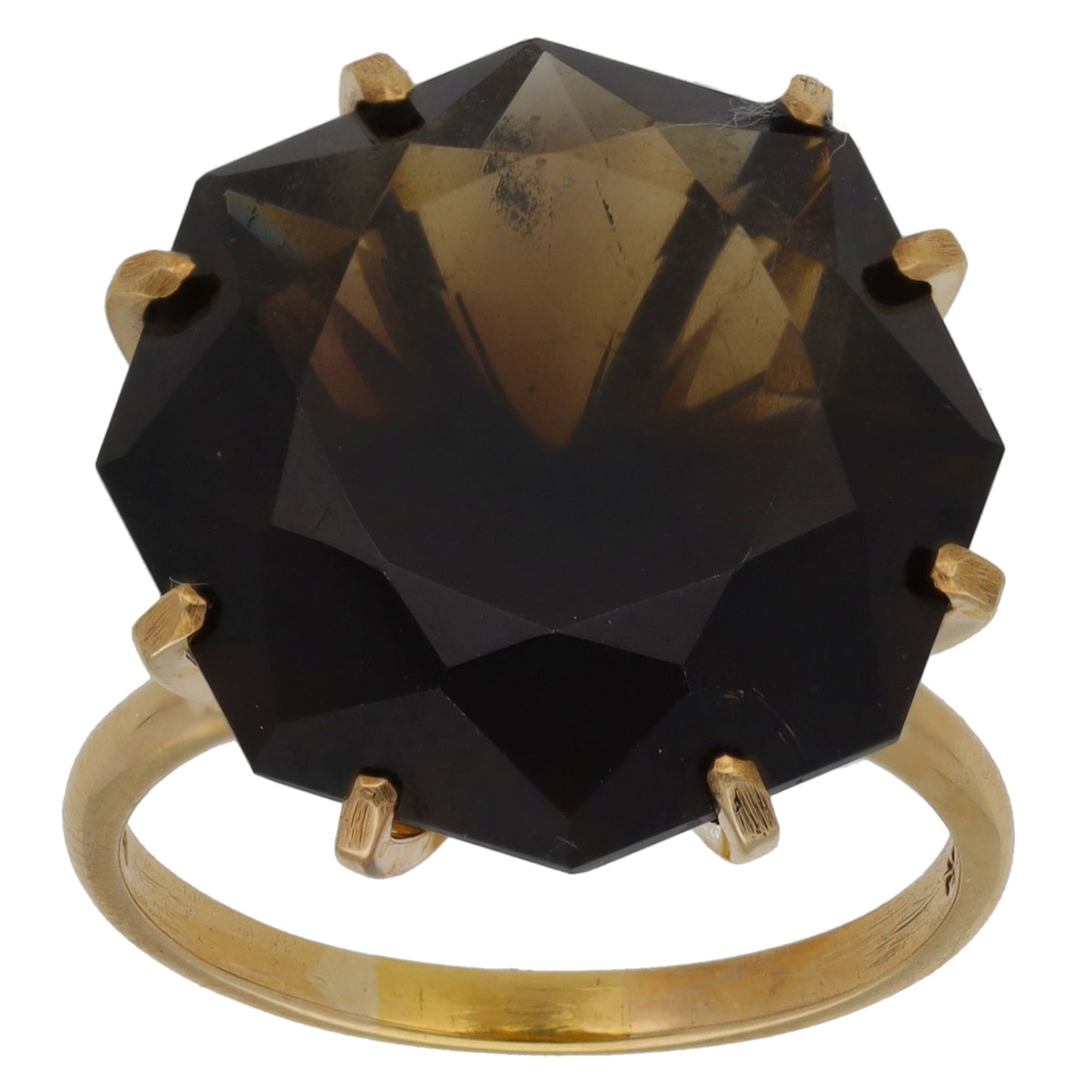 9ct Gold Smoky Quartz Single Stone Ring Size P