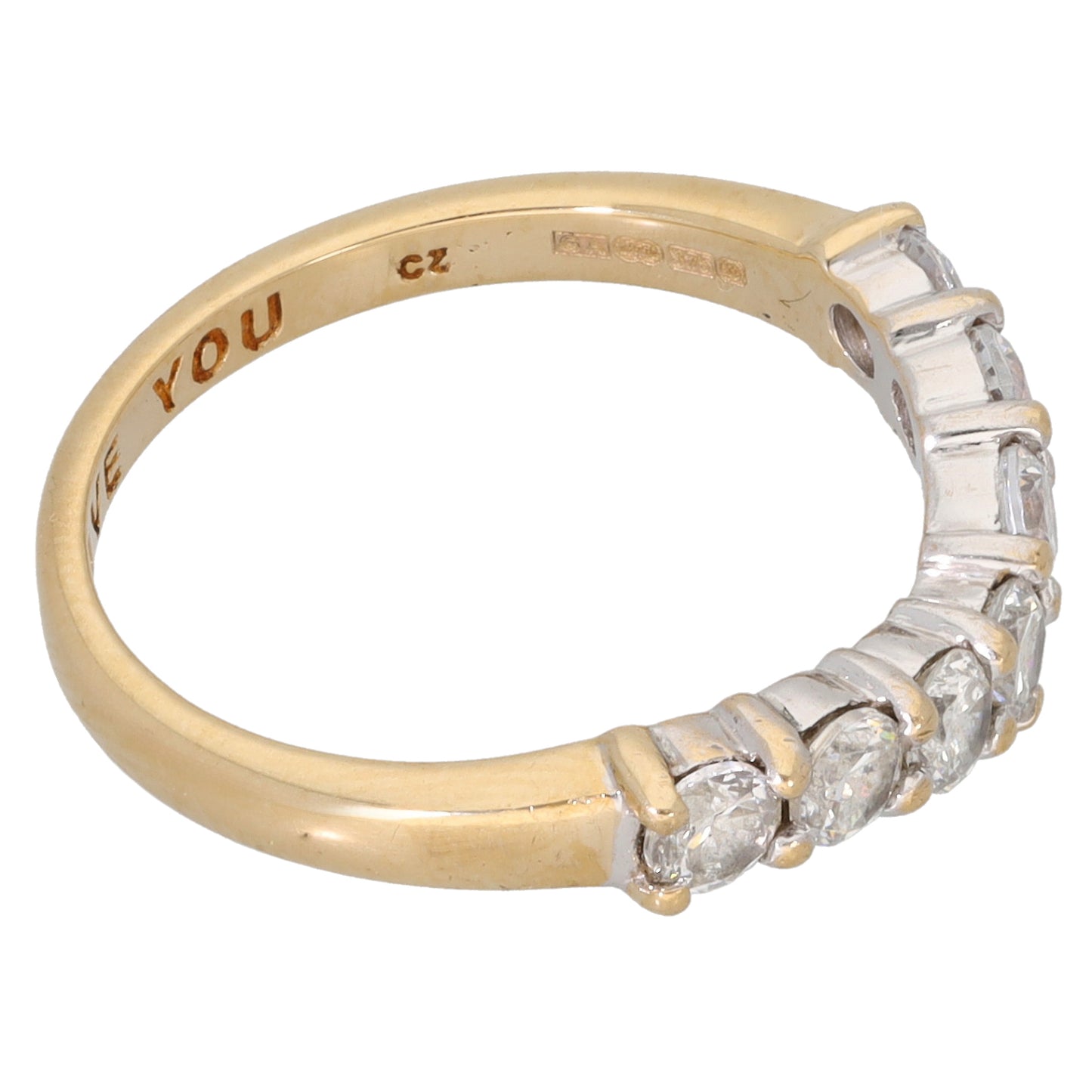 9ct Gold Cubic Zirconia Wishbone Ring Size M