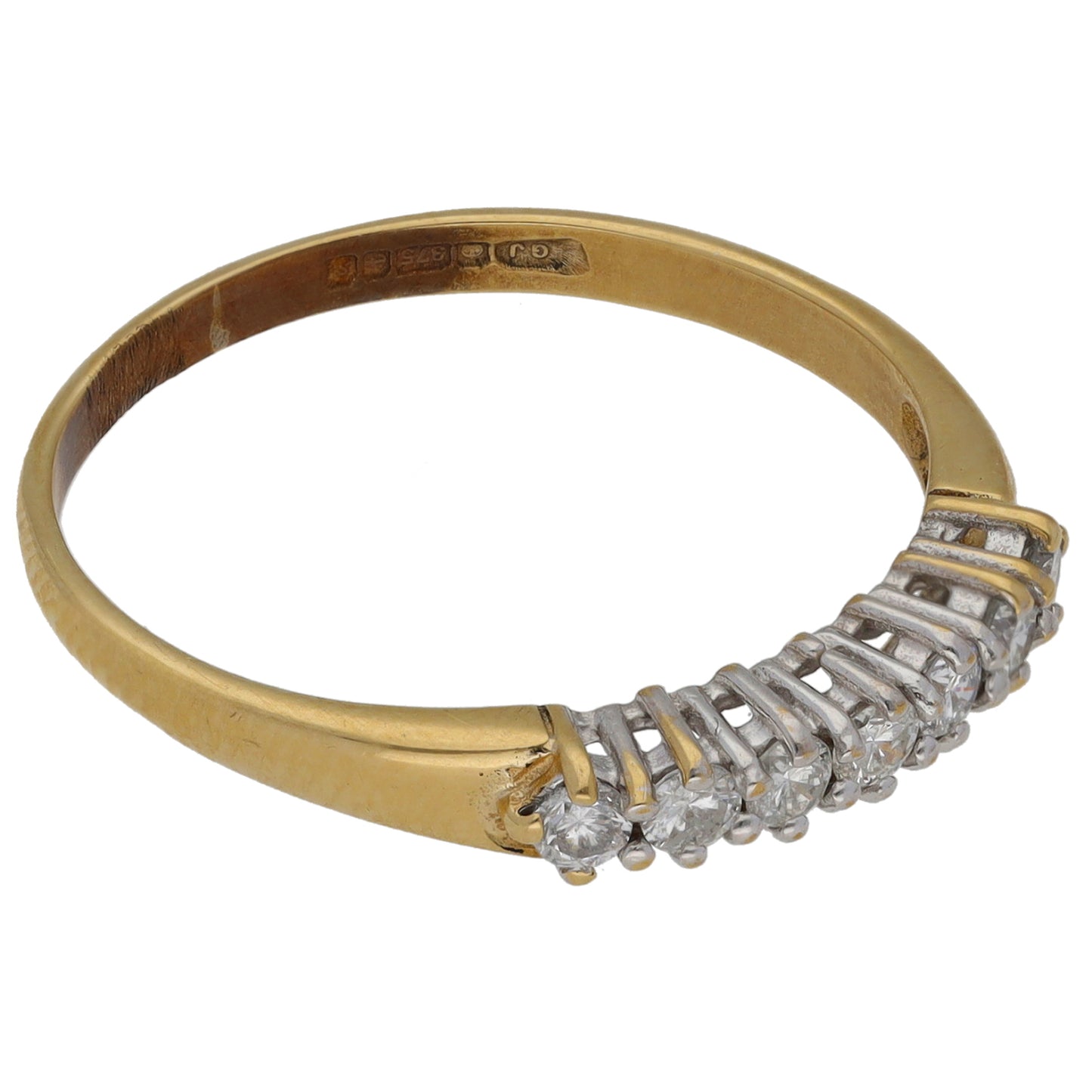 9ct Gold 0.25ct Diamond Half Eternity Ring Size P 1/2