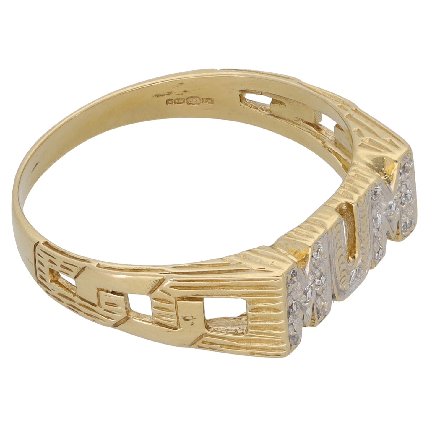 9ct Gold Cubic Zirconia Mum/Mother Ring Size T