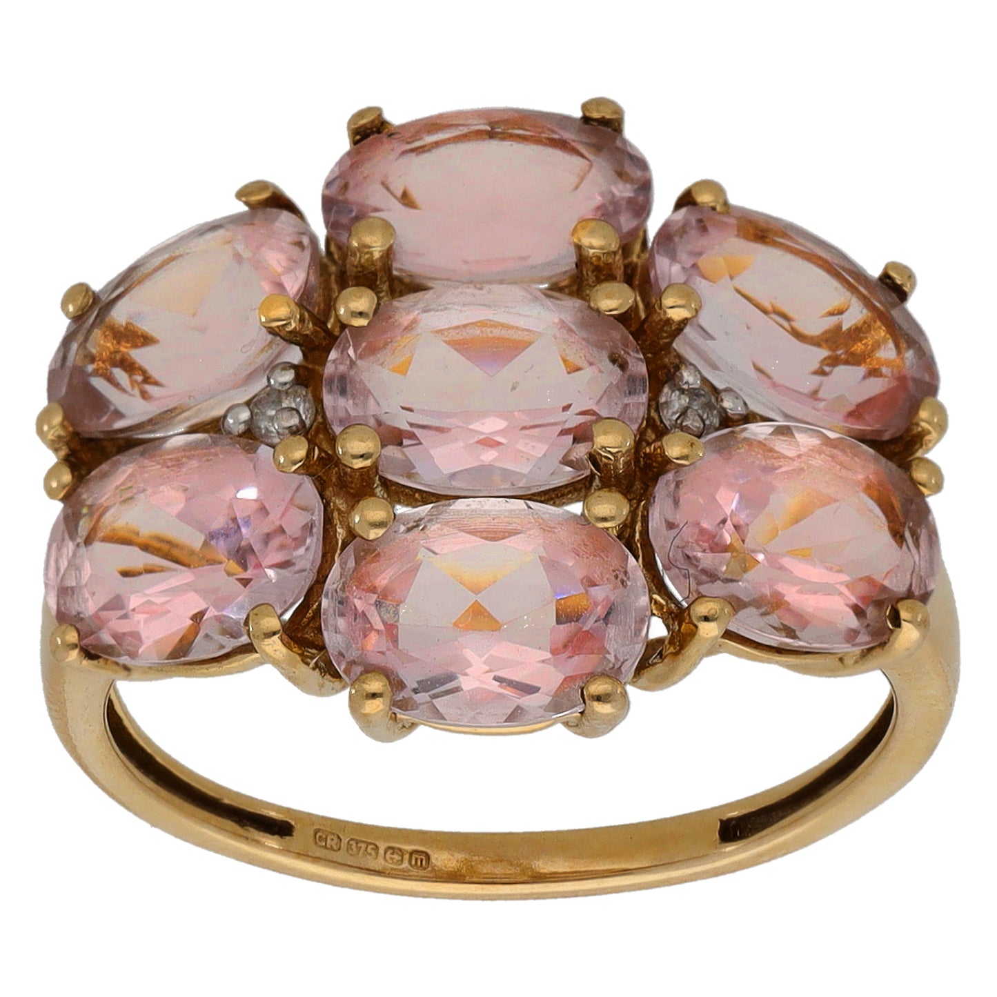9ct Gold Morganite & 0.01ct Diamond Dress/Cocktail Ring Size N