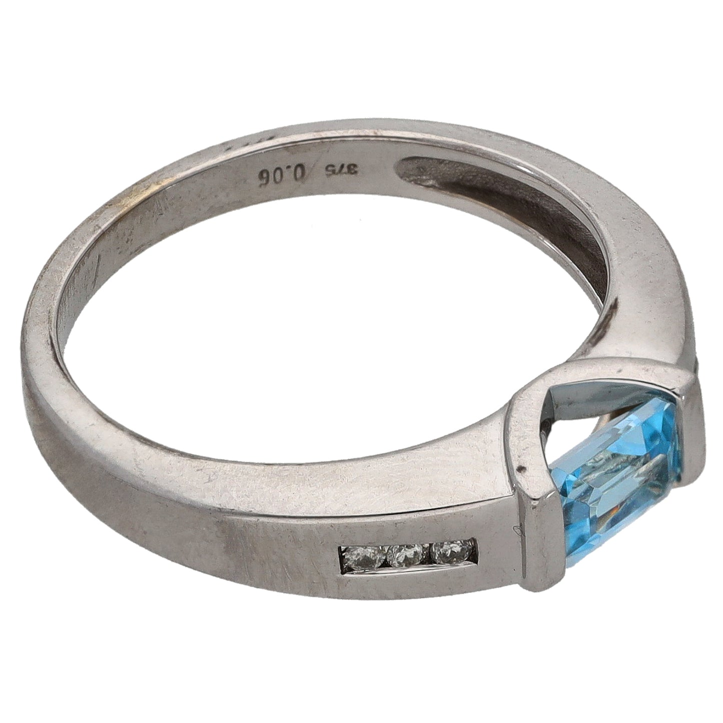 9ct White Gold Topaz & 0.03ct Diamond Dress/Cocktail Ring Size O