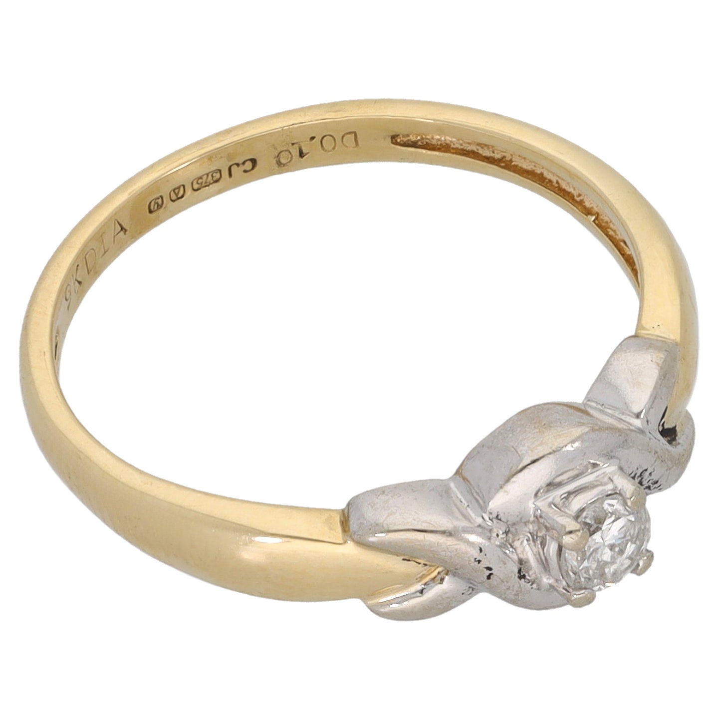 9ct Gold 0.10ct Diamond Solitaire Ring Size L