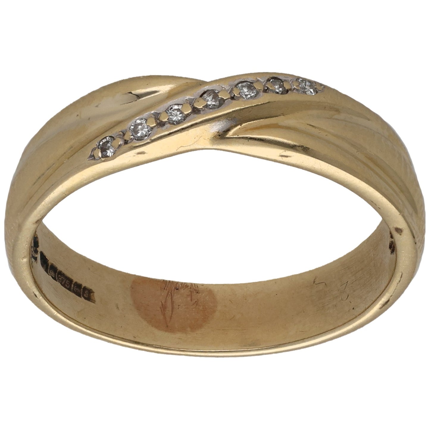 9ct Gold 0.07ct Diamond Half Eternity Ring Size P