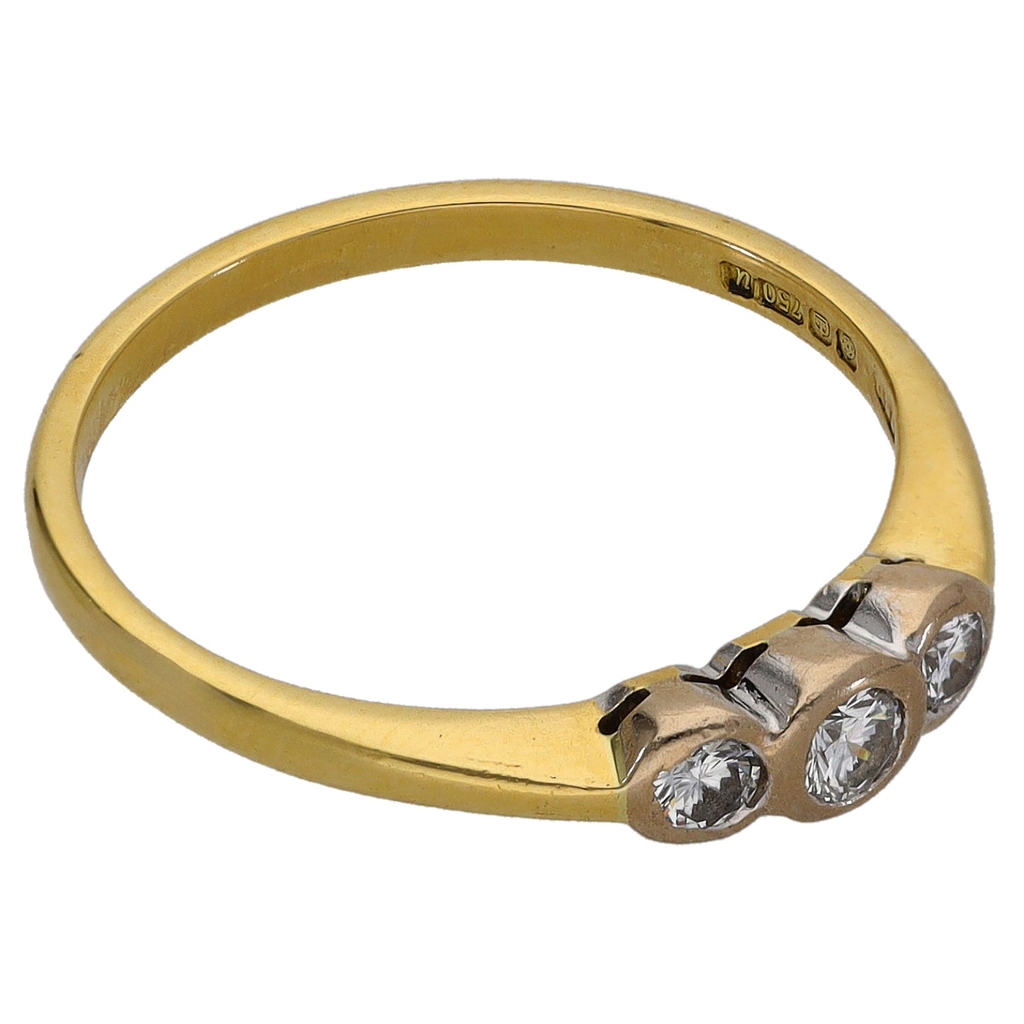 18ct Gold 0.11ct Diamond Trilogy Ring Size N