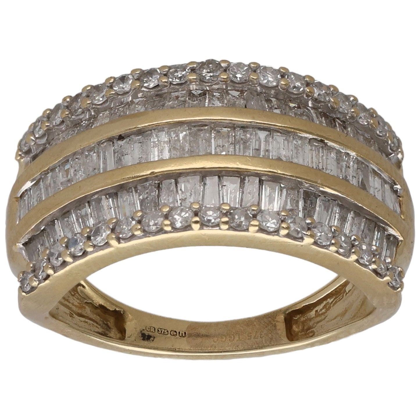 9ct Gold 1.78ct Diamond Cluster Ring Size J