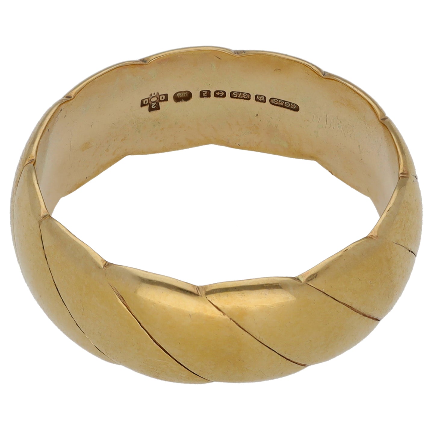 9ct Gold Patterned Wedding Ring Size U