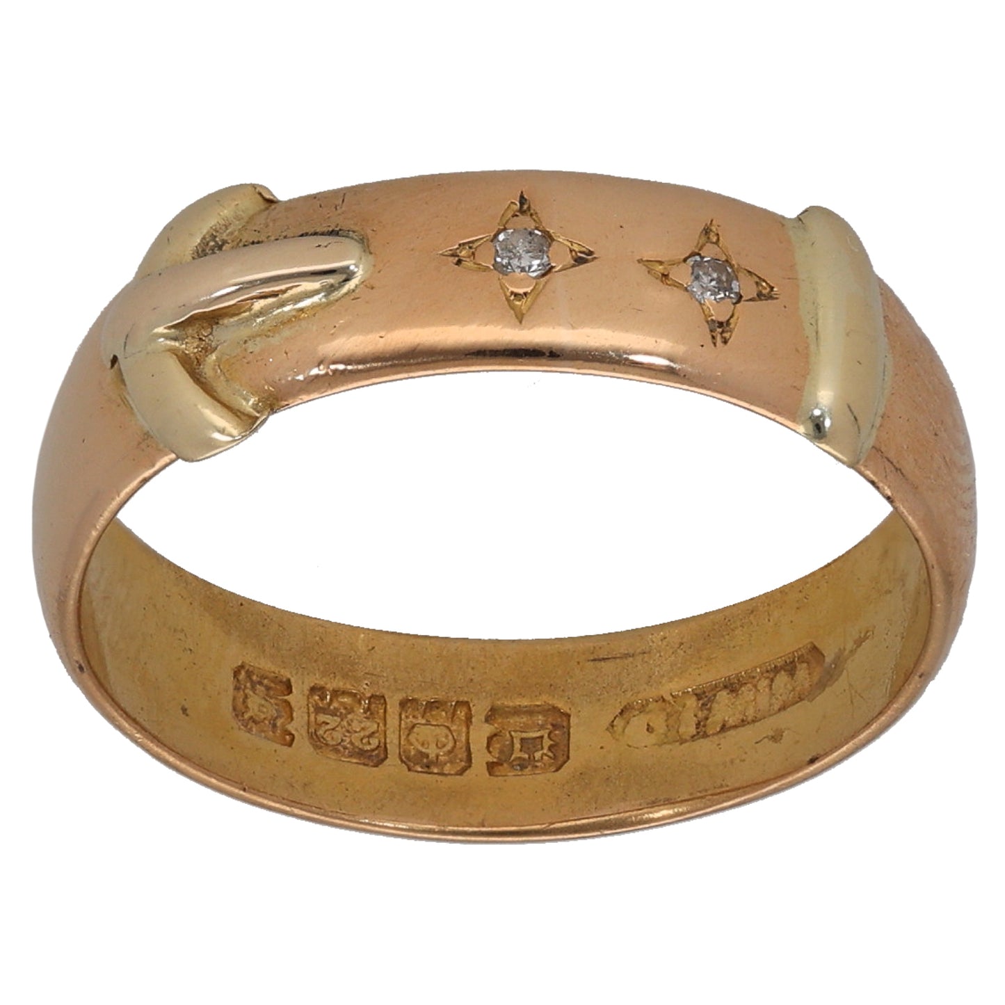 22ct Gold 0.02ct Diamond Buckle Ring Size O