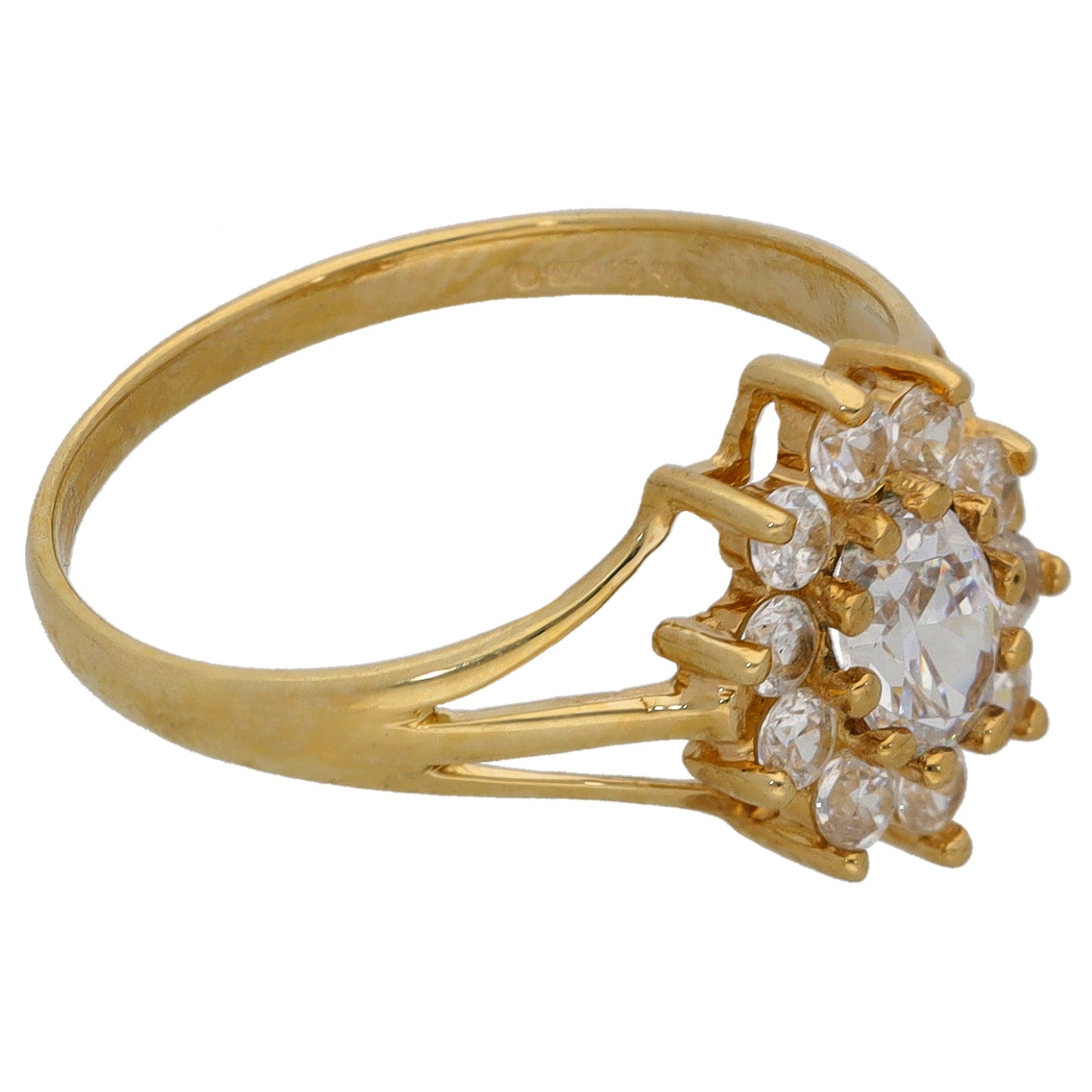 9ct Gold Cubic Zirconia Cluster Ring Size L