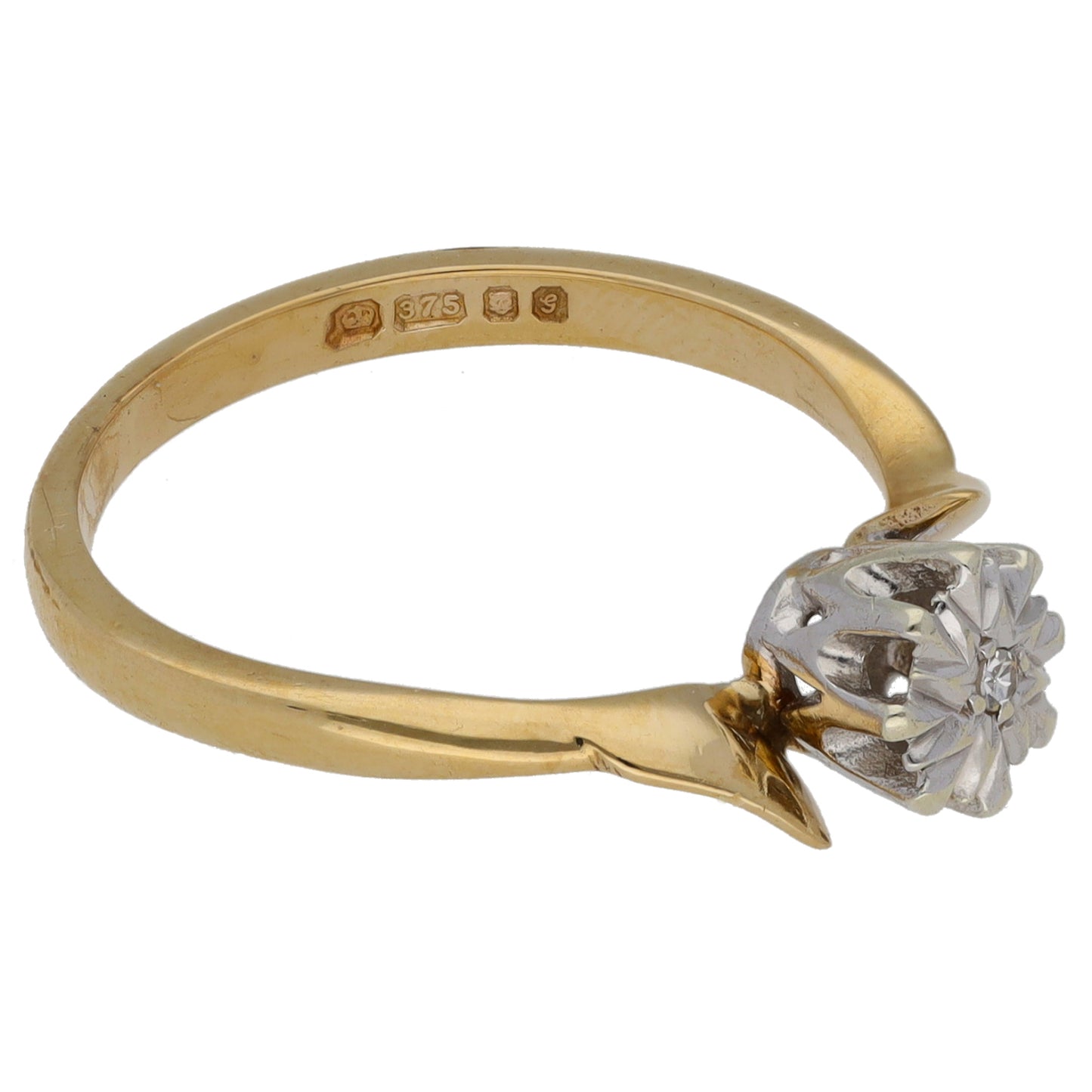 9ct Gold 0.02ct Diamond Solitaire Ring Size L