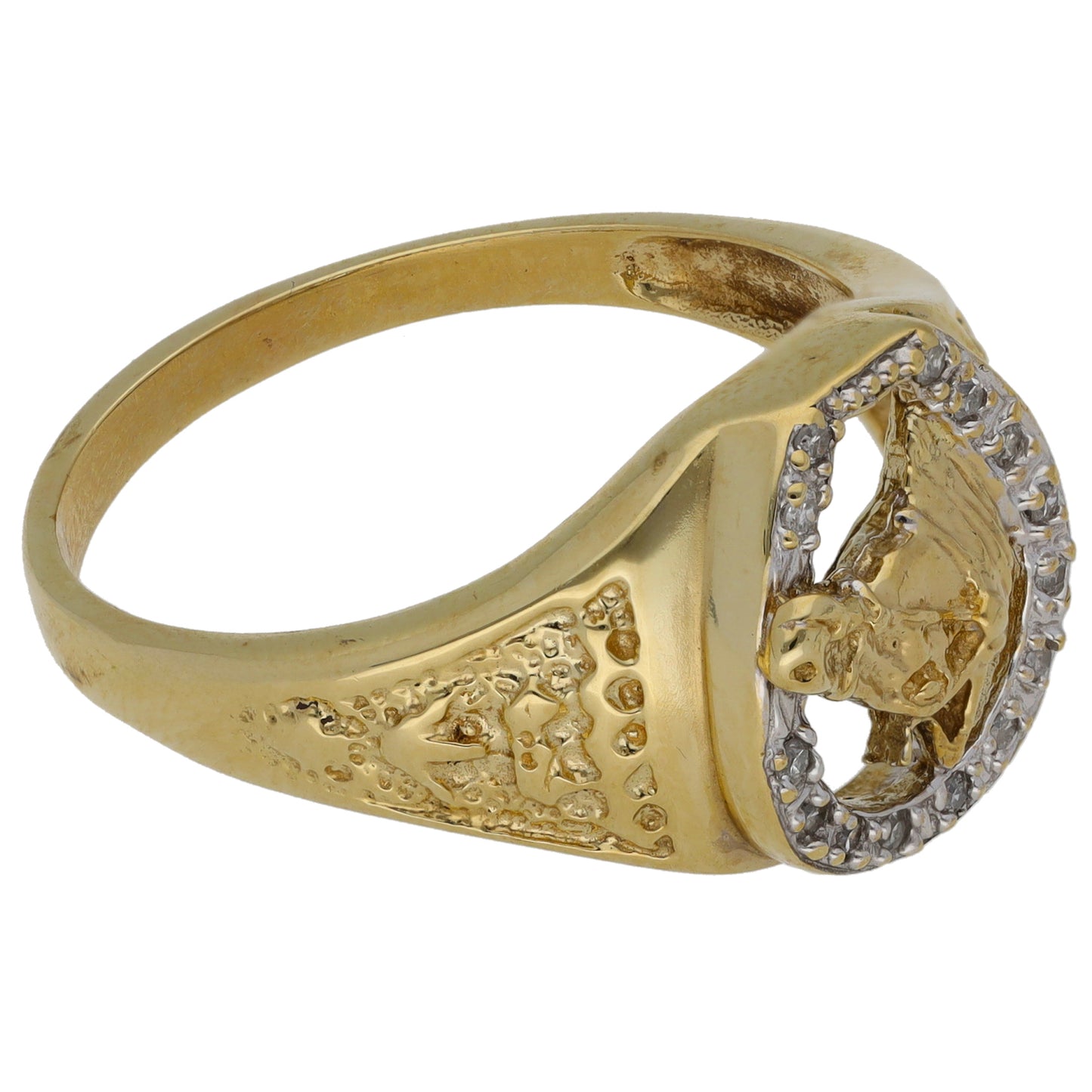 9ct Gold 0.07ct Diamond Horseshoe Ring Size Y