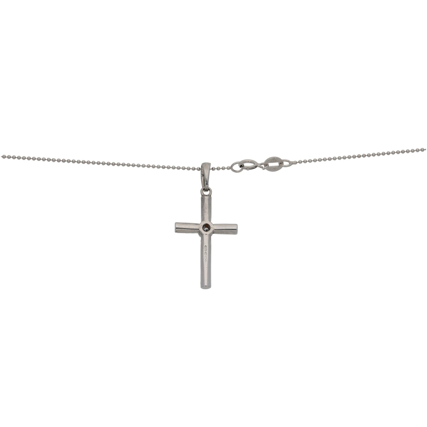 9ct White Gold 0.05ct Diamond Cross Pendant With Chain