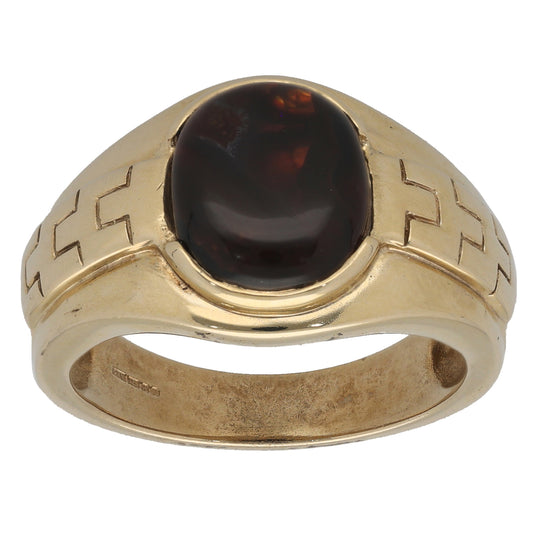 9ct Gold Opal Single Stone Ring Size T