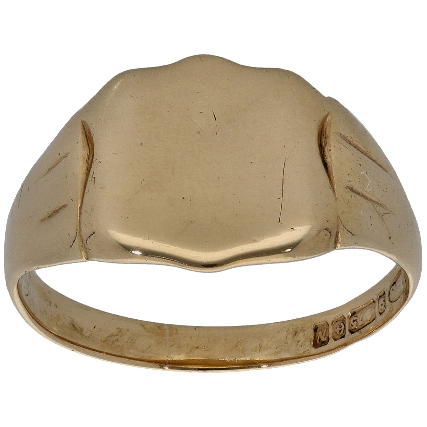 9ct Gold Plain Signet Ring Size R
