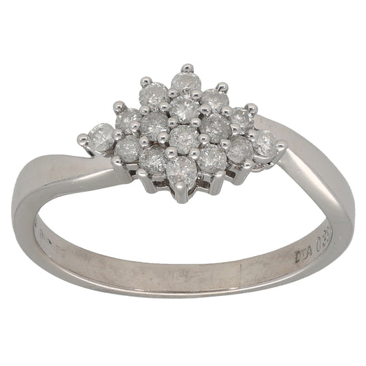9ct White Gold 0.33ct Diamond Cluster Ring Size N