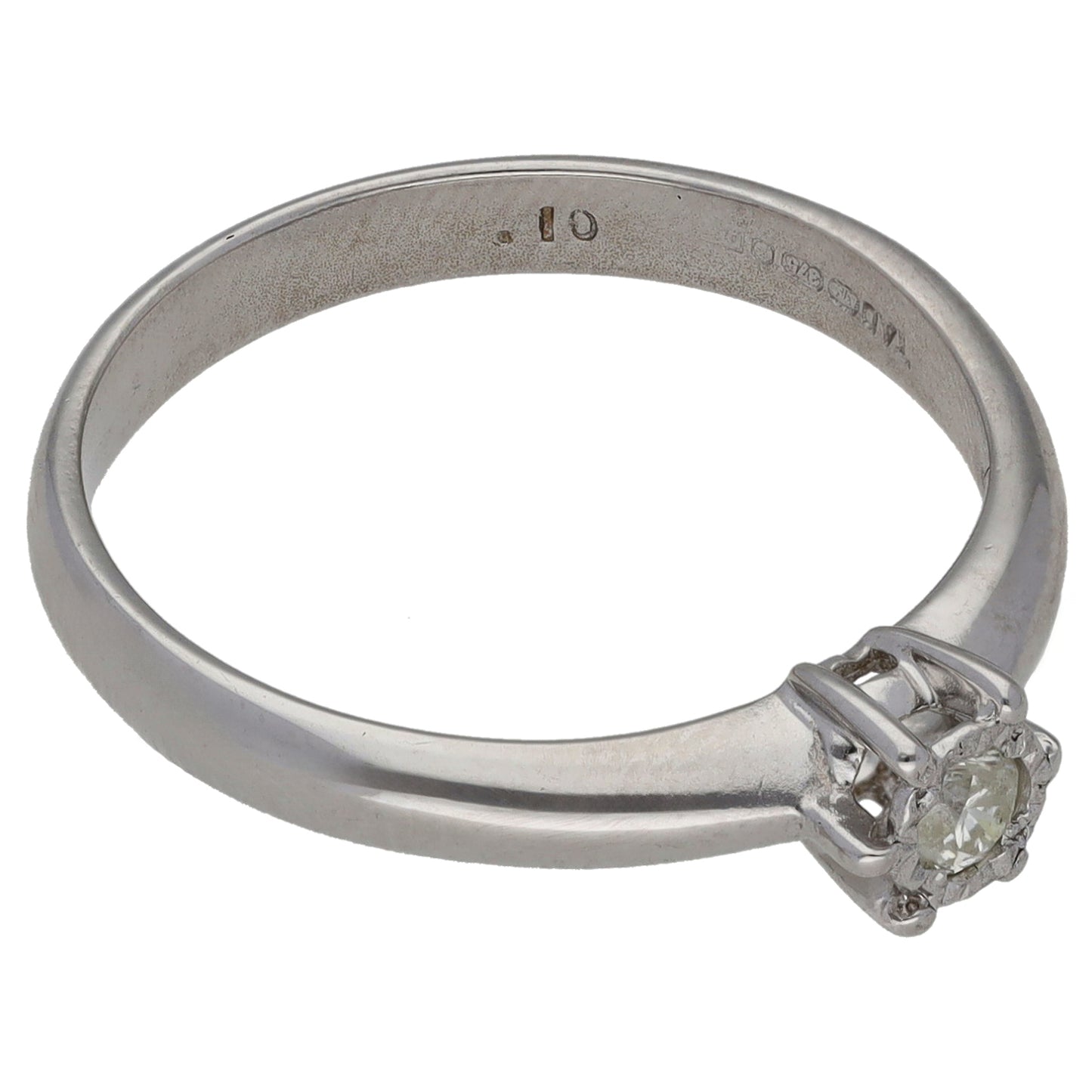 9ct White Gold 0.10ct Diamond Solitaire Ring Size O