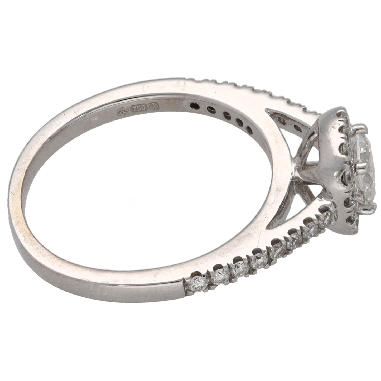 18ct White Gold 0.63ct Diamond Halo Ring Size L