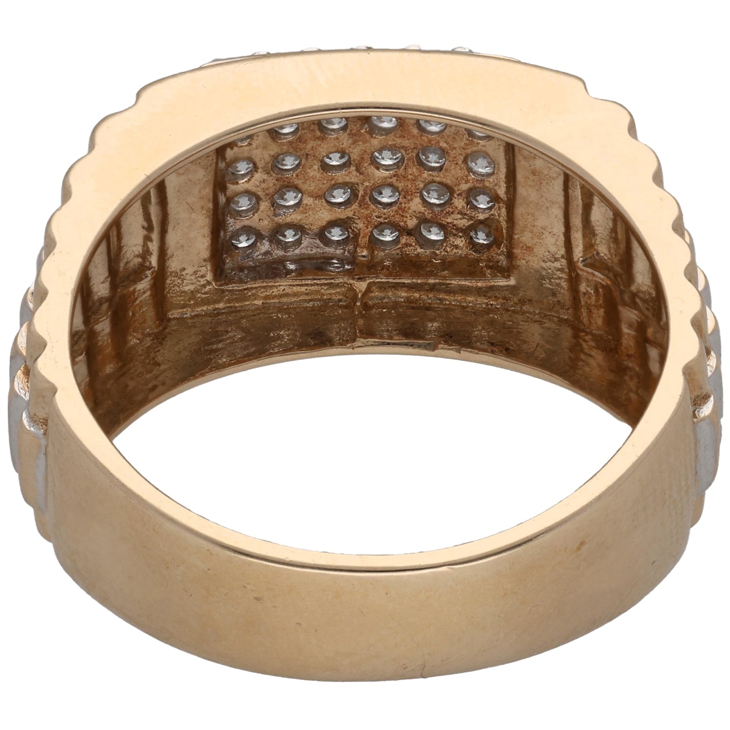 9ct Gold 0.50ct Diamond Patterned Signet Ring Size V