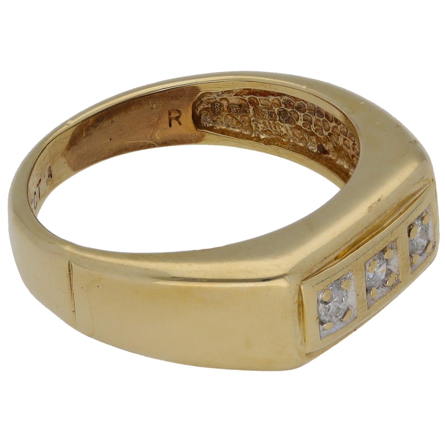 9ct Gold 0.15ct Diamond Trilogy Ring Size P