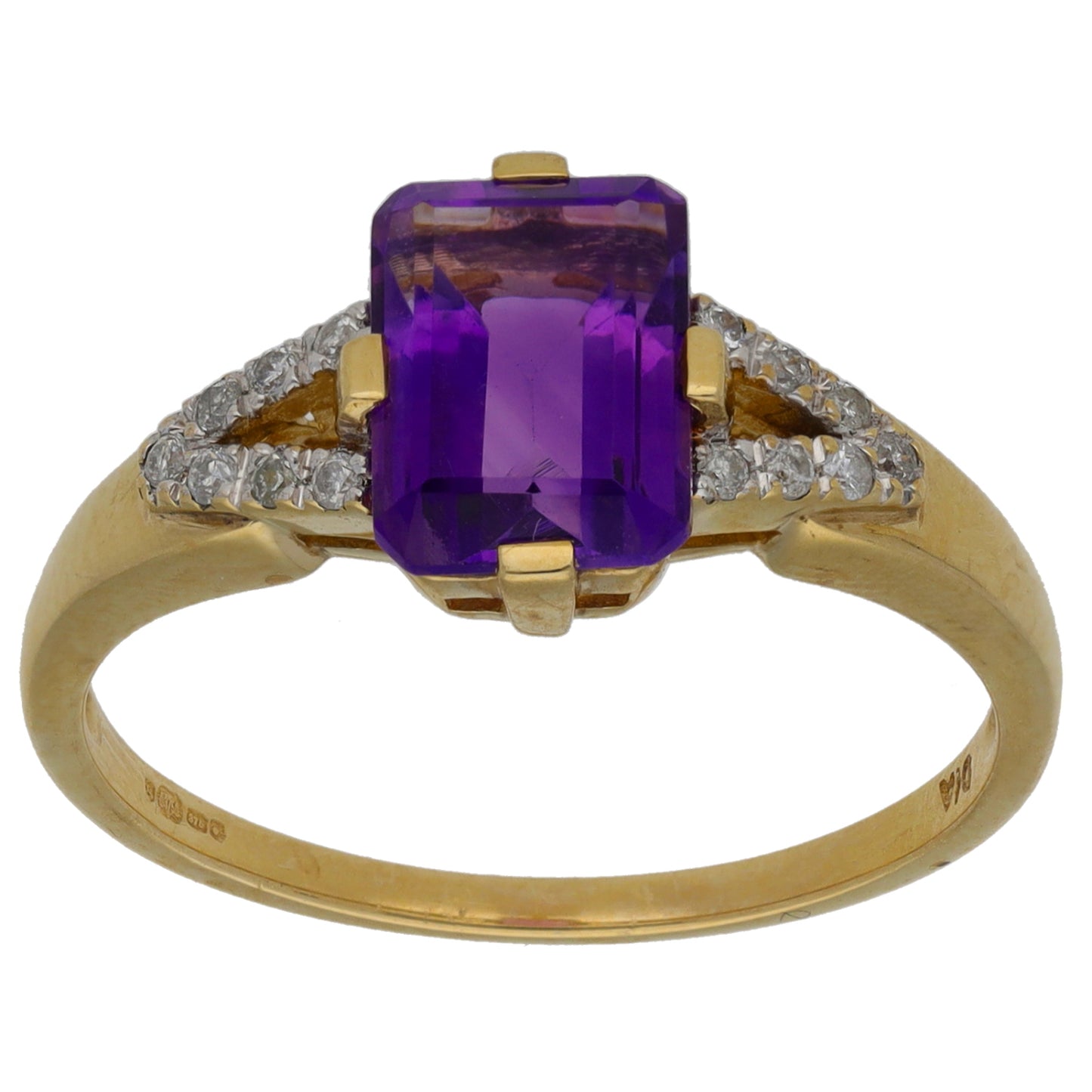 9ct Gold 0.07ct Diamond & Amethyst Dress/Cocktail Ring Size O