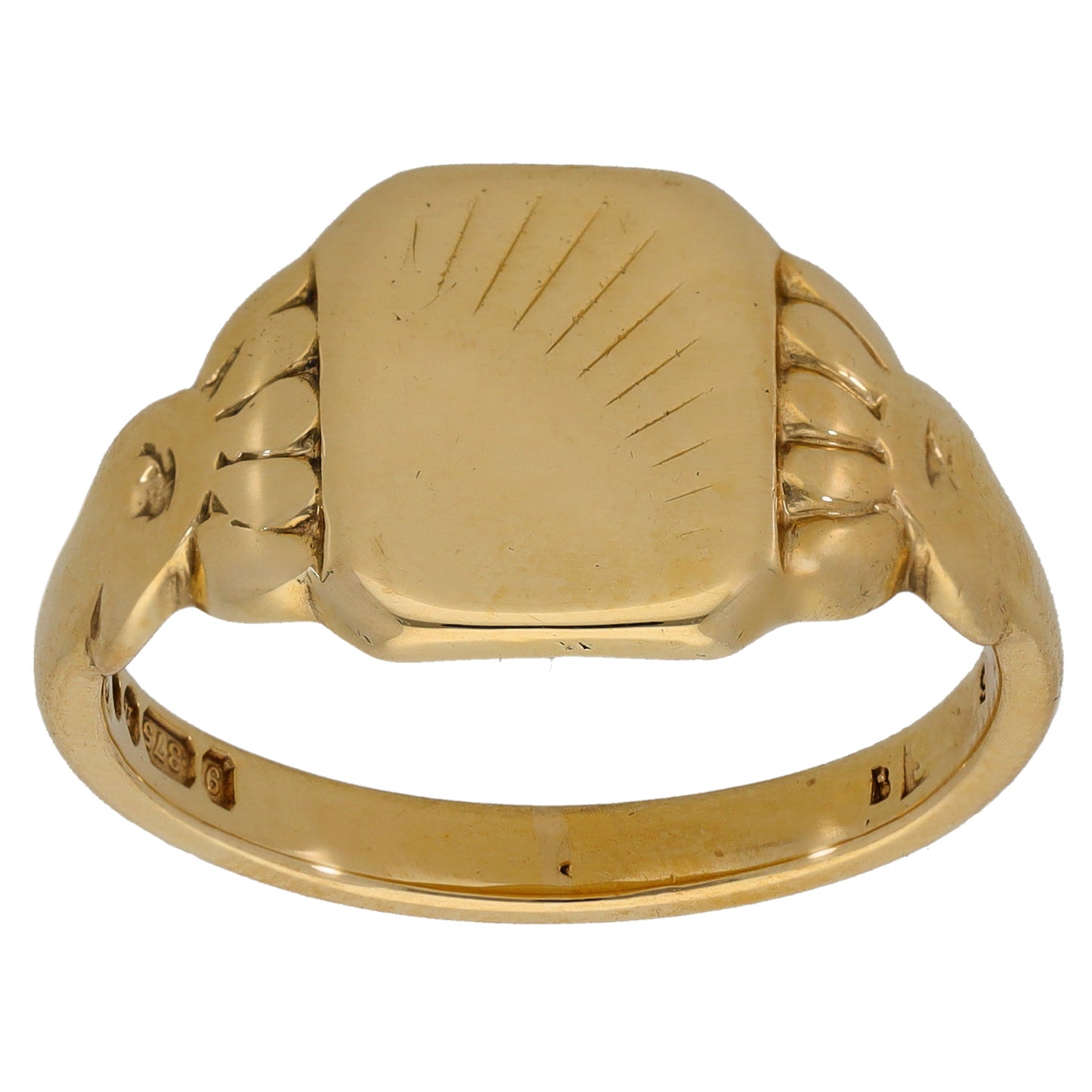 9ct Gold Patterned Signet Ring Size V