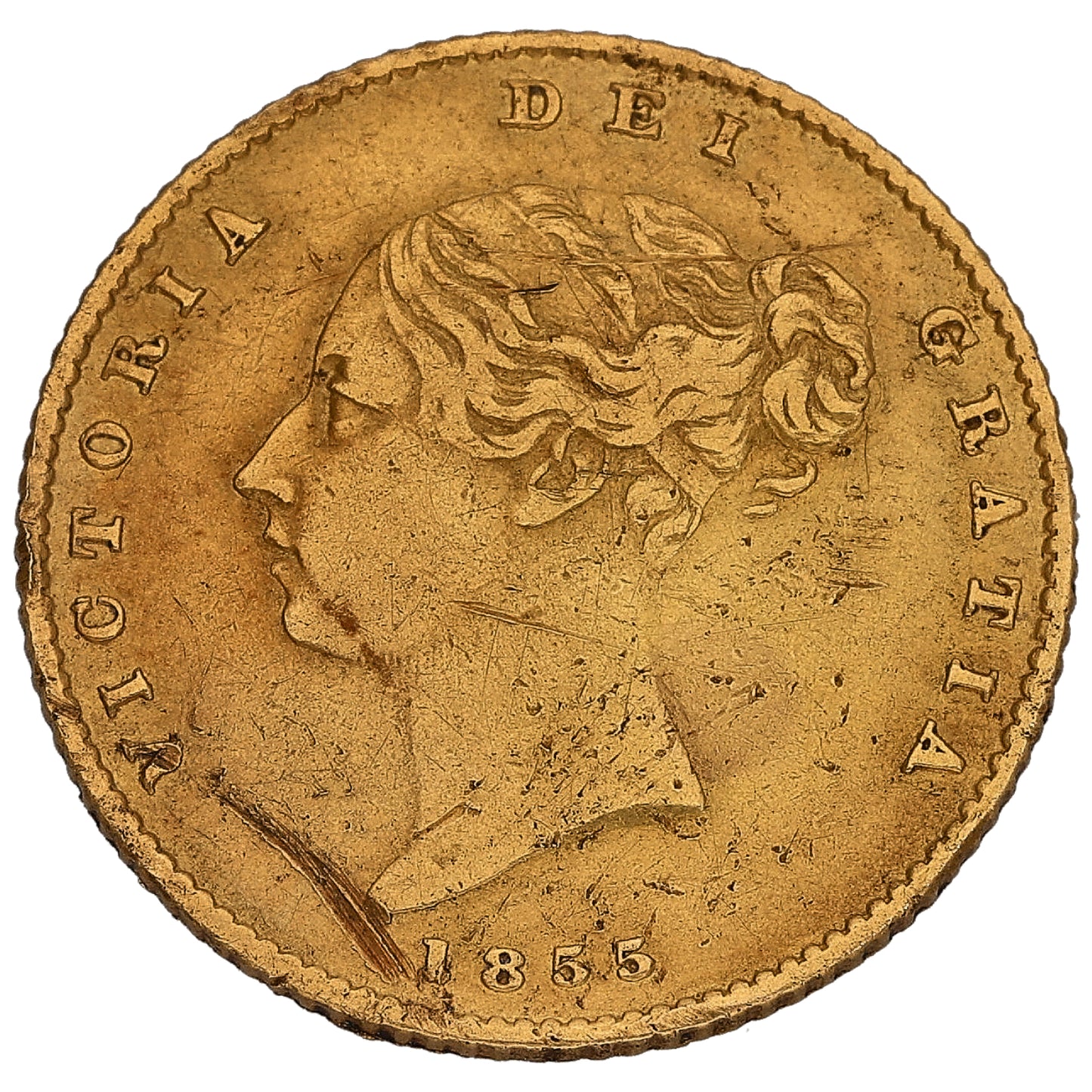22ct Gold Queen Victoria Half Sovereign Coin 1855