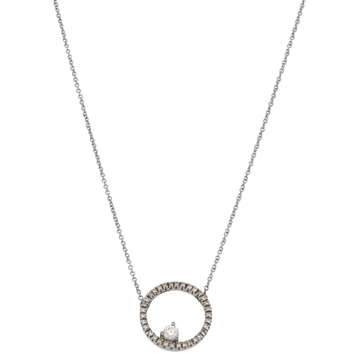 18ct White Gold 0.59ct Diamond Cluster Pendant With Chain