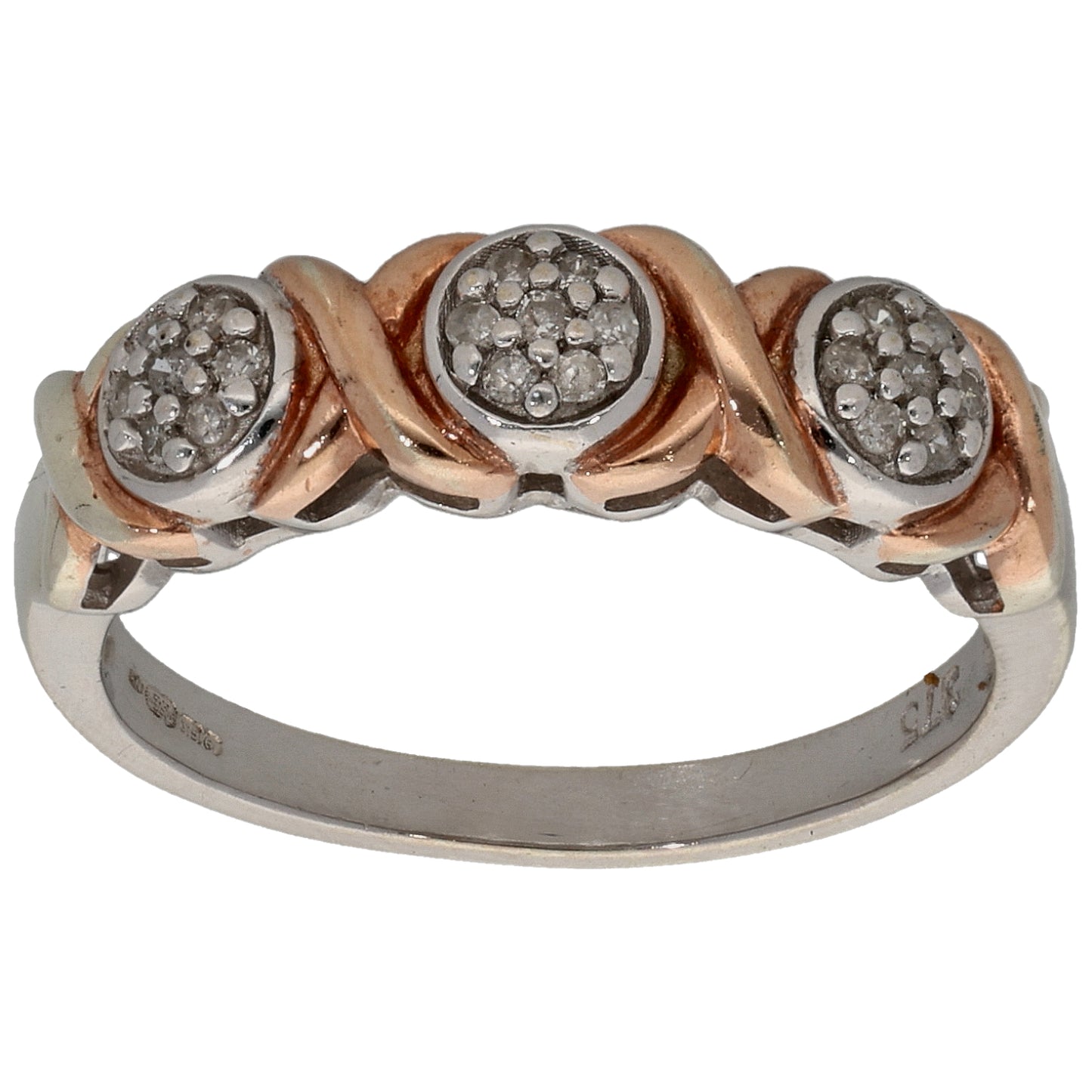 9ct White Gold 0.105ct Diamond Dress/Cocktail Ring Size K