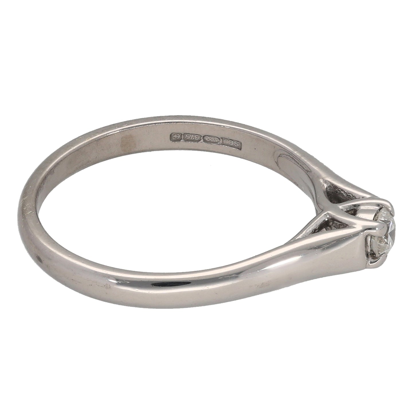 9ct White Gold 0.10ct Diamond Solitaire Ring Size O