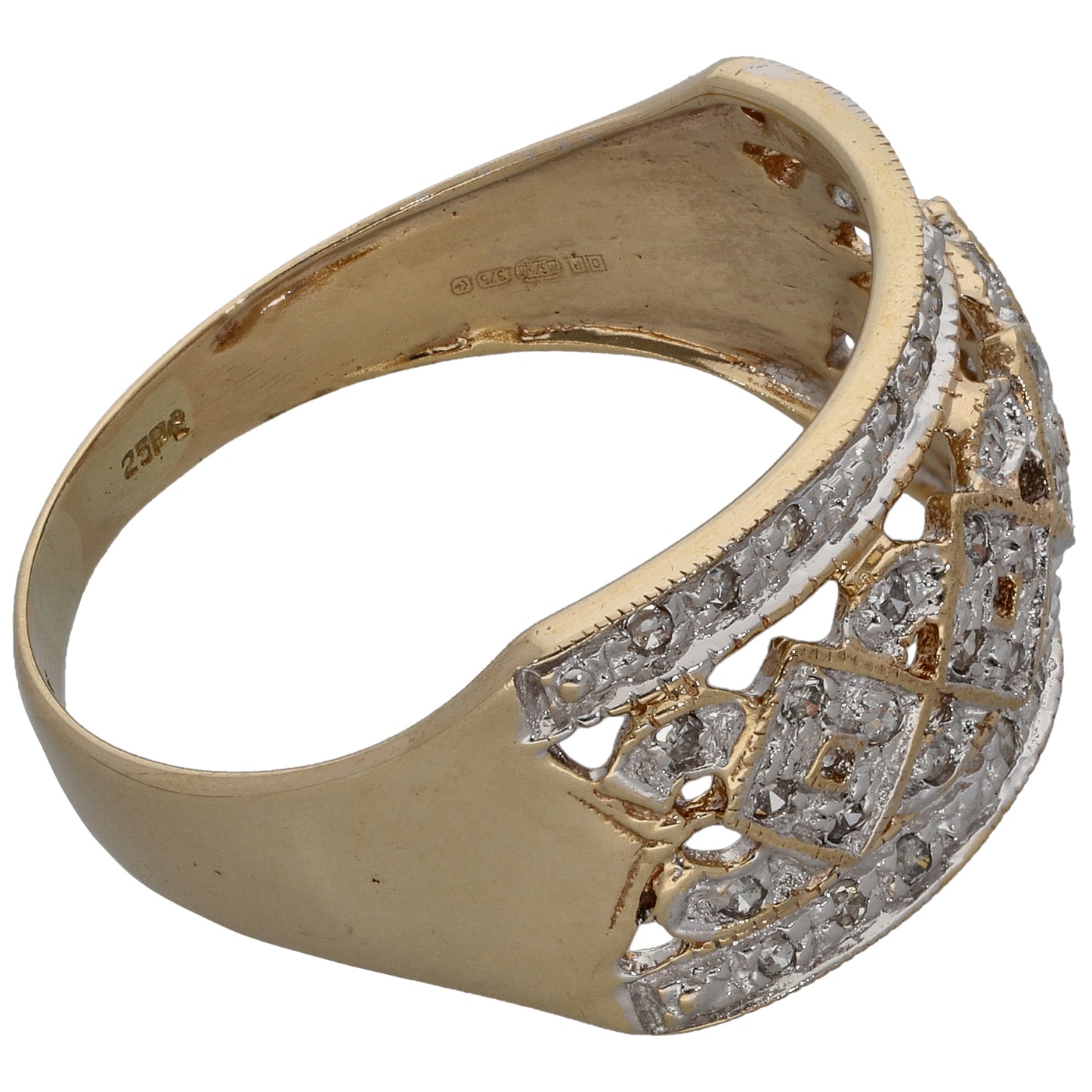 9ct Gold 0.25ct Diamond Dress/Cocktail Ring Size U