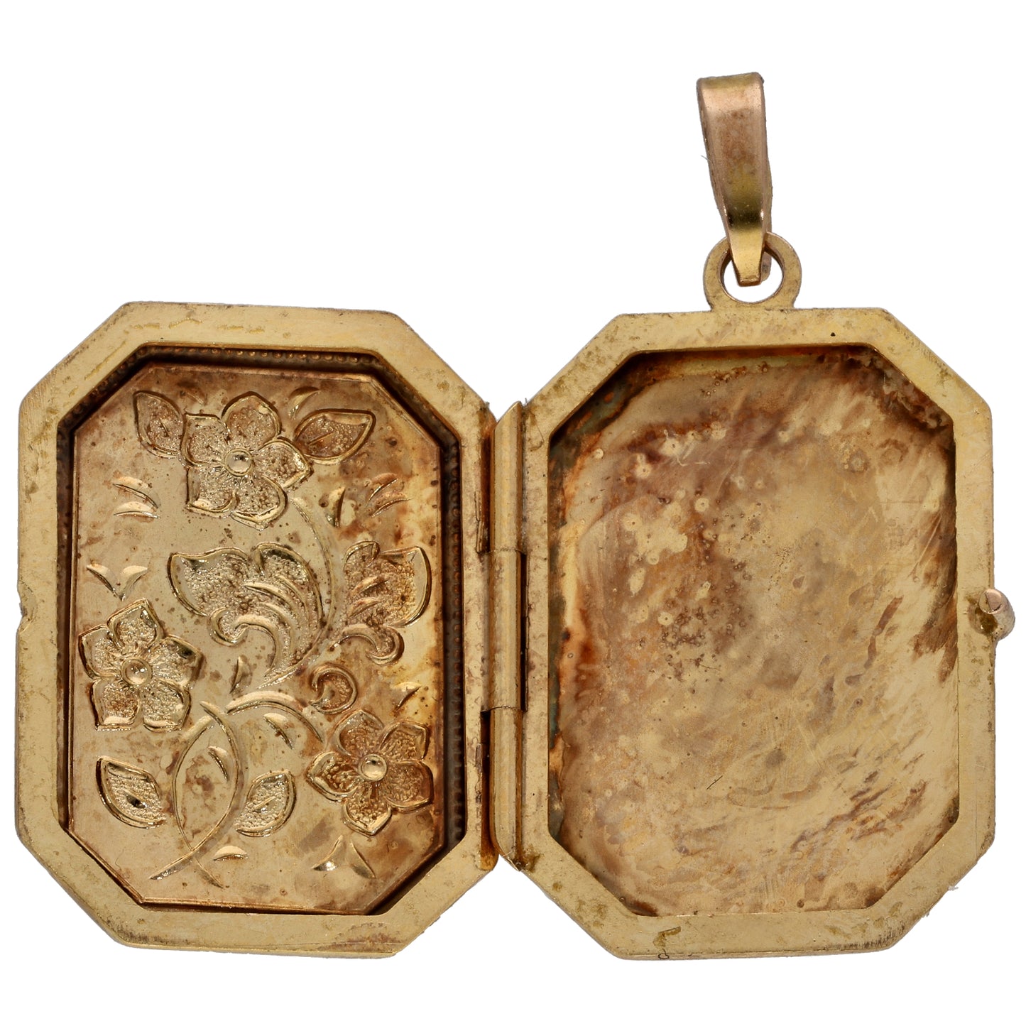 9ct Bicolour Gold Patterned Locket Pendant