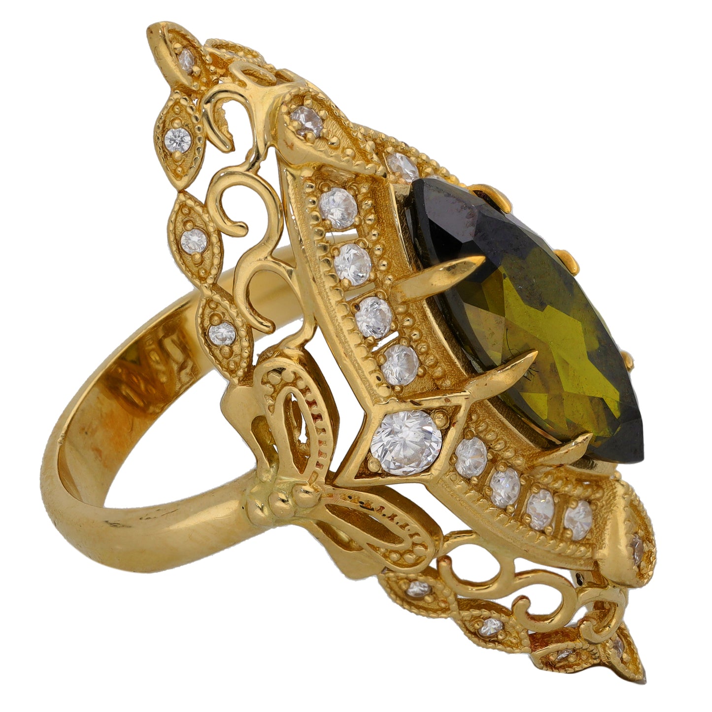 14ct Gold Imitation Gems Dress/Cocktail Ring Size R