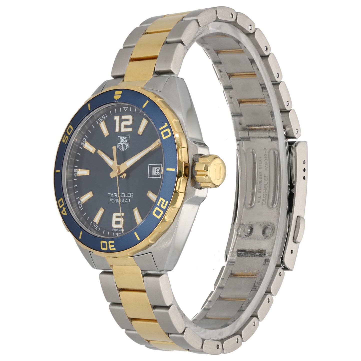 Tag Heuer Formula 1 WAZ1120, Blue Dial, Stainless Steel And Gold, Front Angle Image