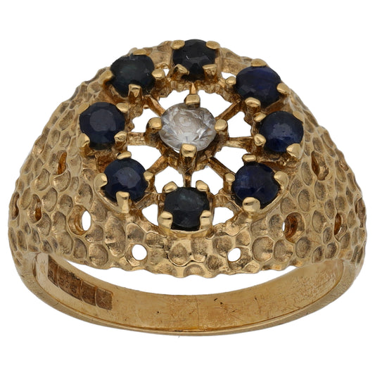 9ct Gold Sapphire & Imitation Dress/Cocktail Ring Size M