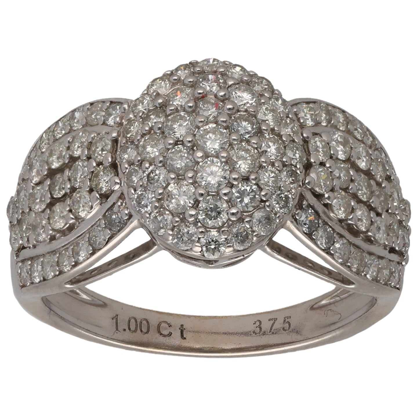 9ct White Gold 0.97ct Diamond Cluster Ring Size M