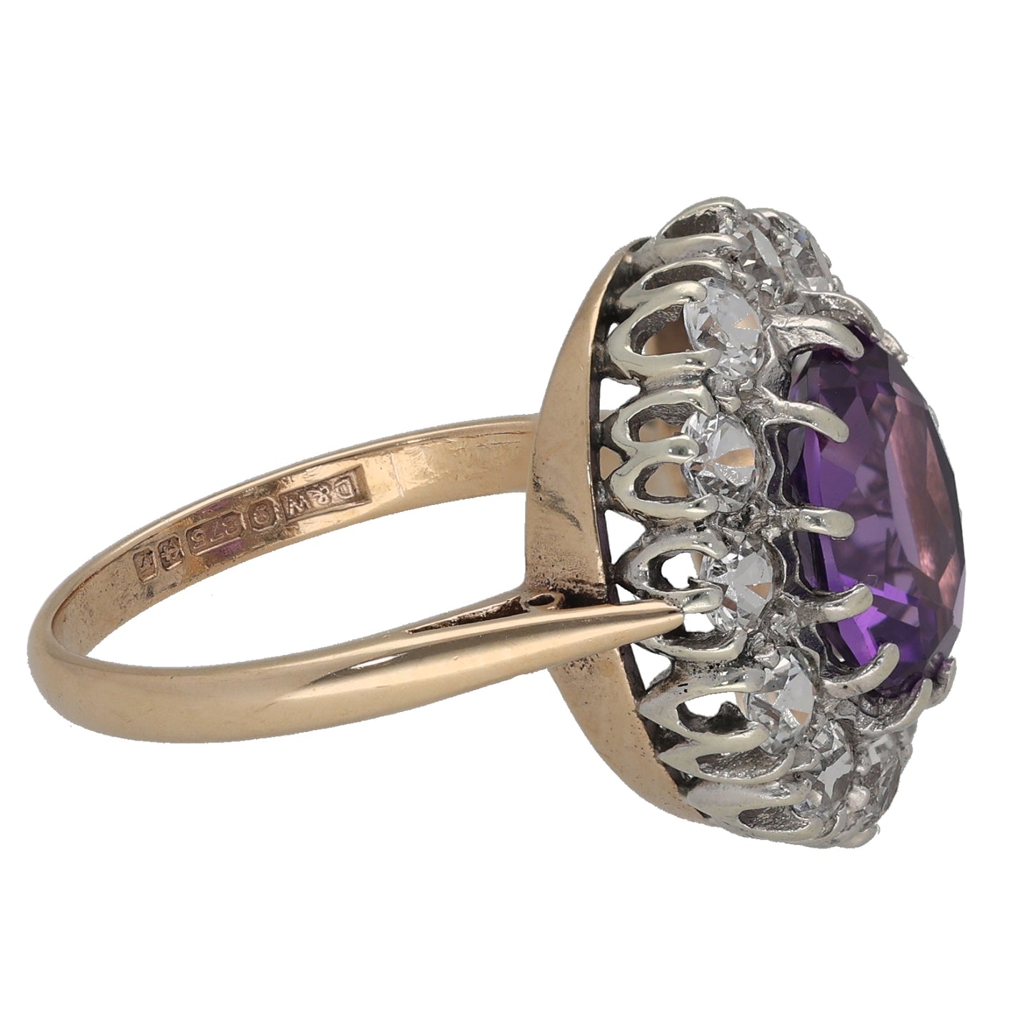 9ct Gold Amethyst & Imitation Dress/Cocktail Ring Size Q